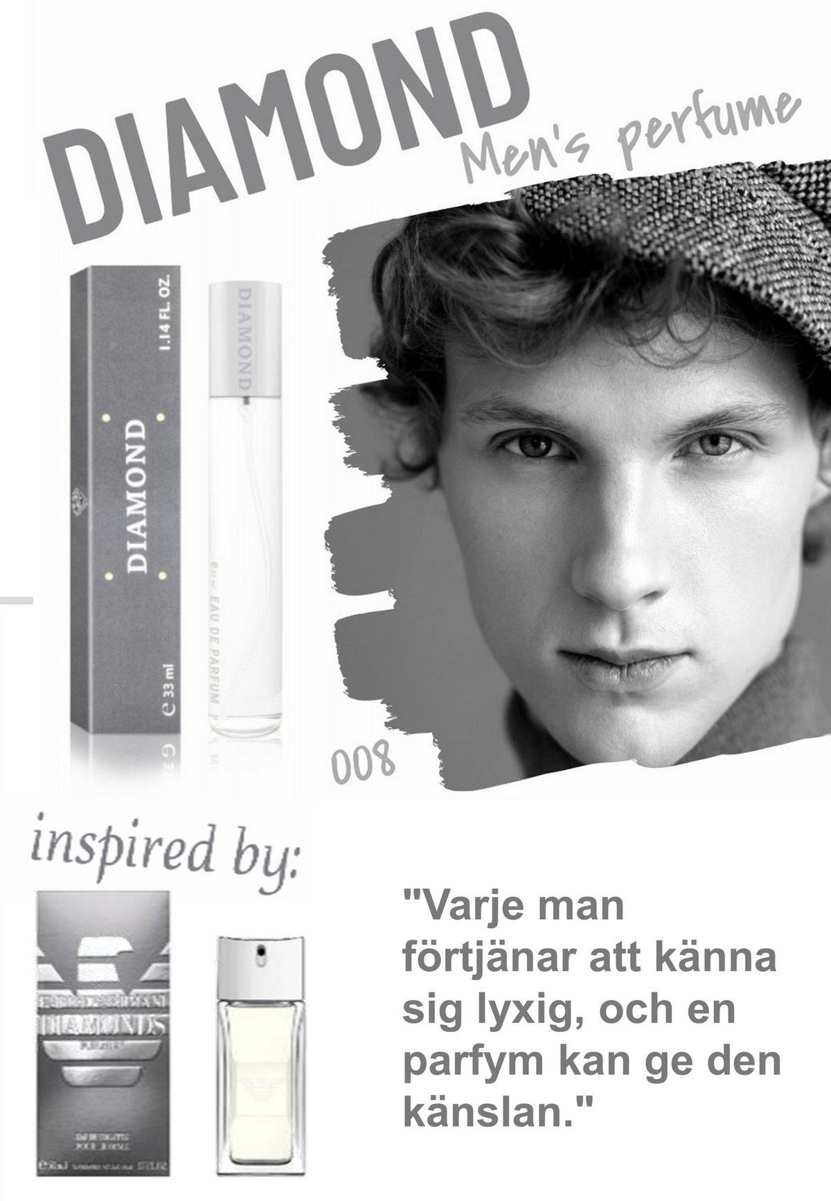 008. Diamand - mini parfym för män - inspirerad av Diamond*