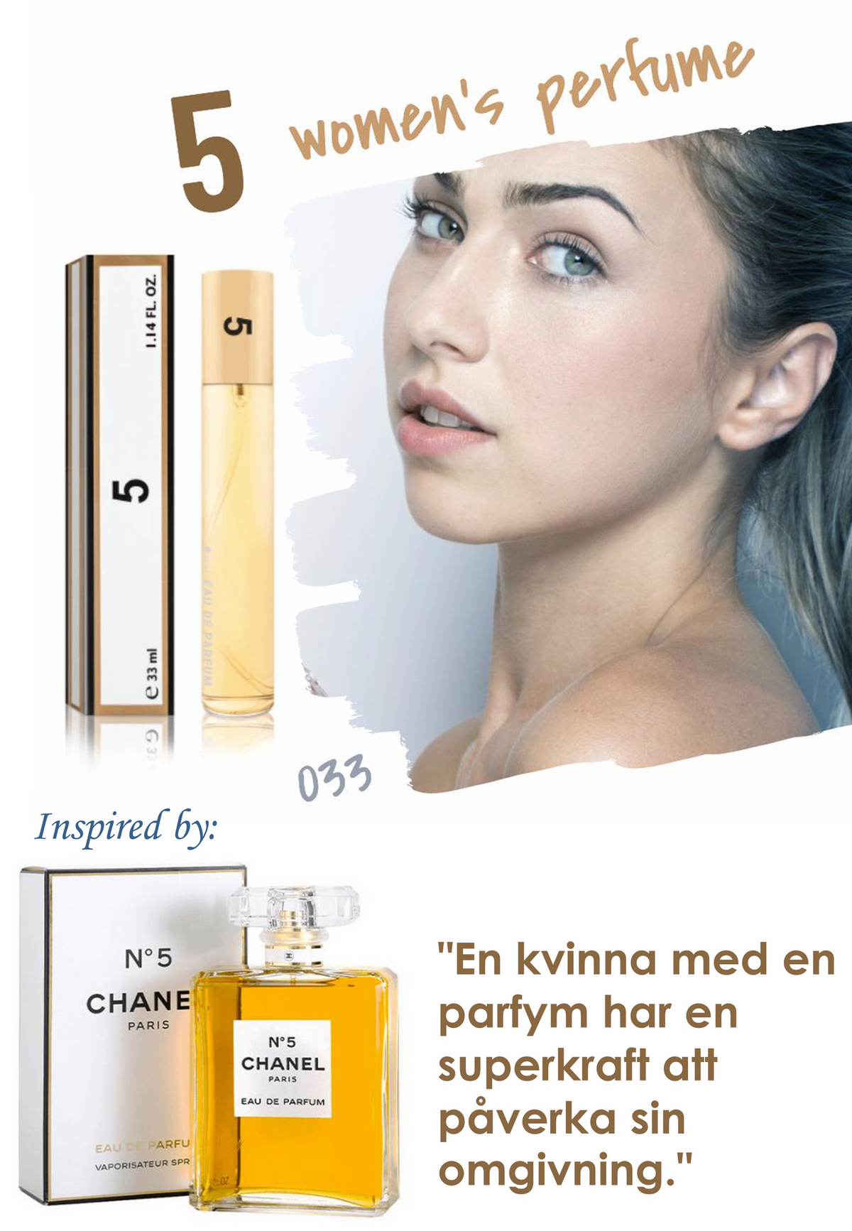 033. 5 (the five) - mini parfym för kvinnor - inspirerad av No5*