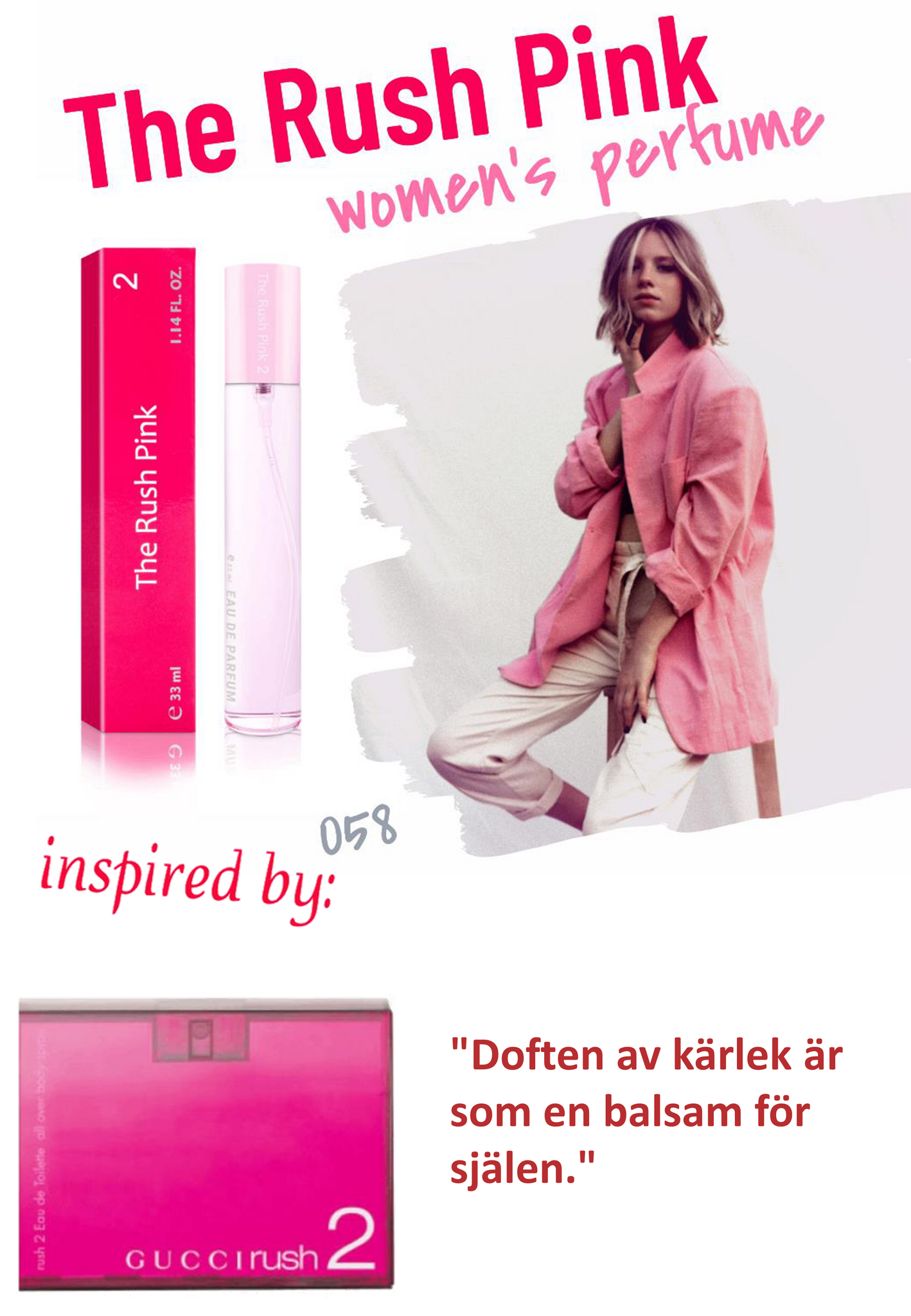 058. The Rush Pink 2 - mini parfym för kvinnor - inspirerad av RUSH 2*