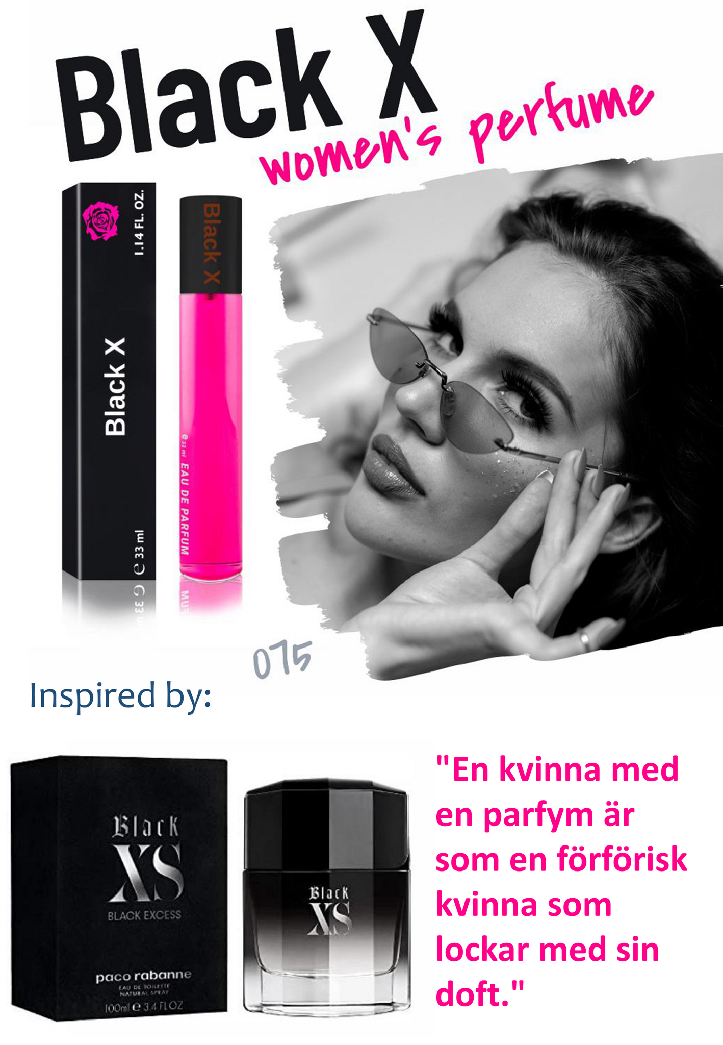 075. Black X Women - mini parfym för kvinnor - inspirerad av BLACK XS*