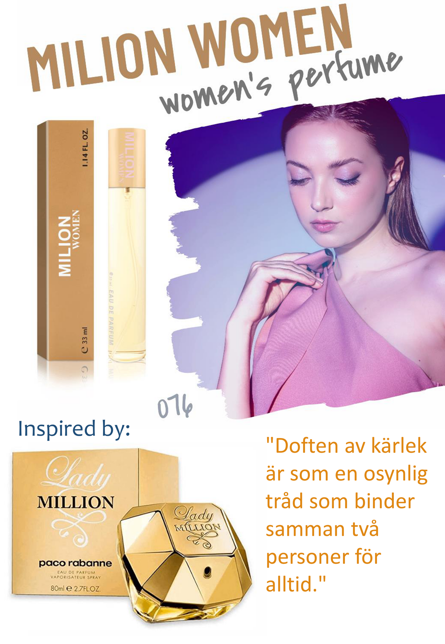 076. Milion Women - mini parfym för kvinnor - inspirerad av LADY MILLION*