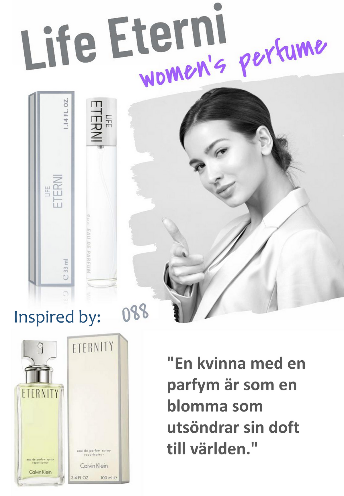 088. Life Eterni - mini parfym för kvinnor - inspirerad av ETERNITY*