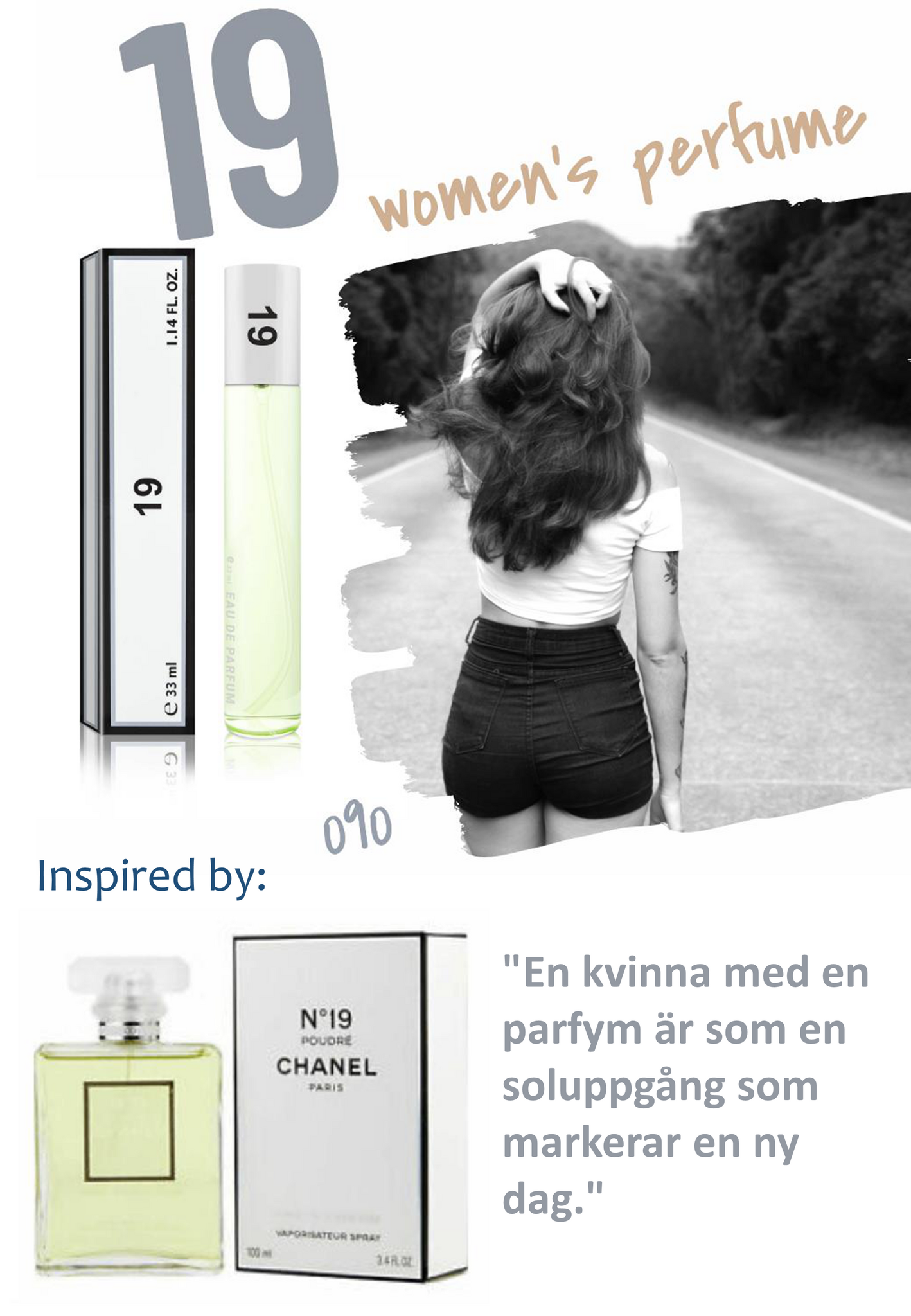090. 19 - mini parfym för kvinnor - inspirerad av 19 PUDRE*