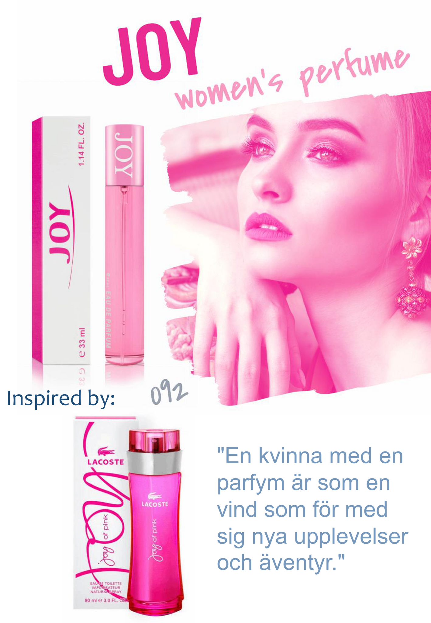 092. Joy - mini parfym för kvinnor - inspirerad av JOY OF PINK*