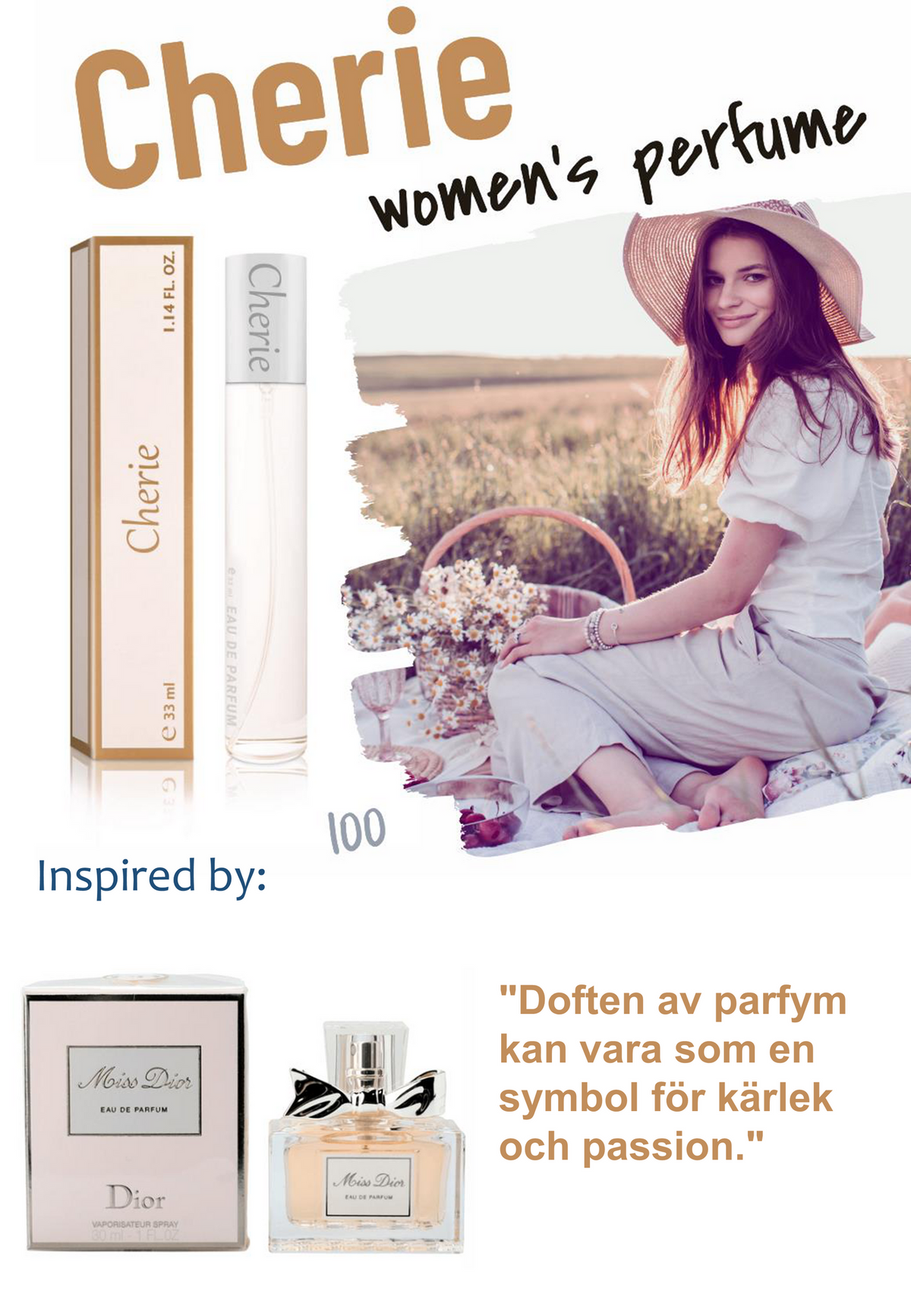 100. Cherie - mini parfym för kvinnor - inspirerad av MISS CHERIE*